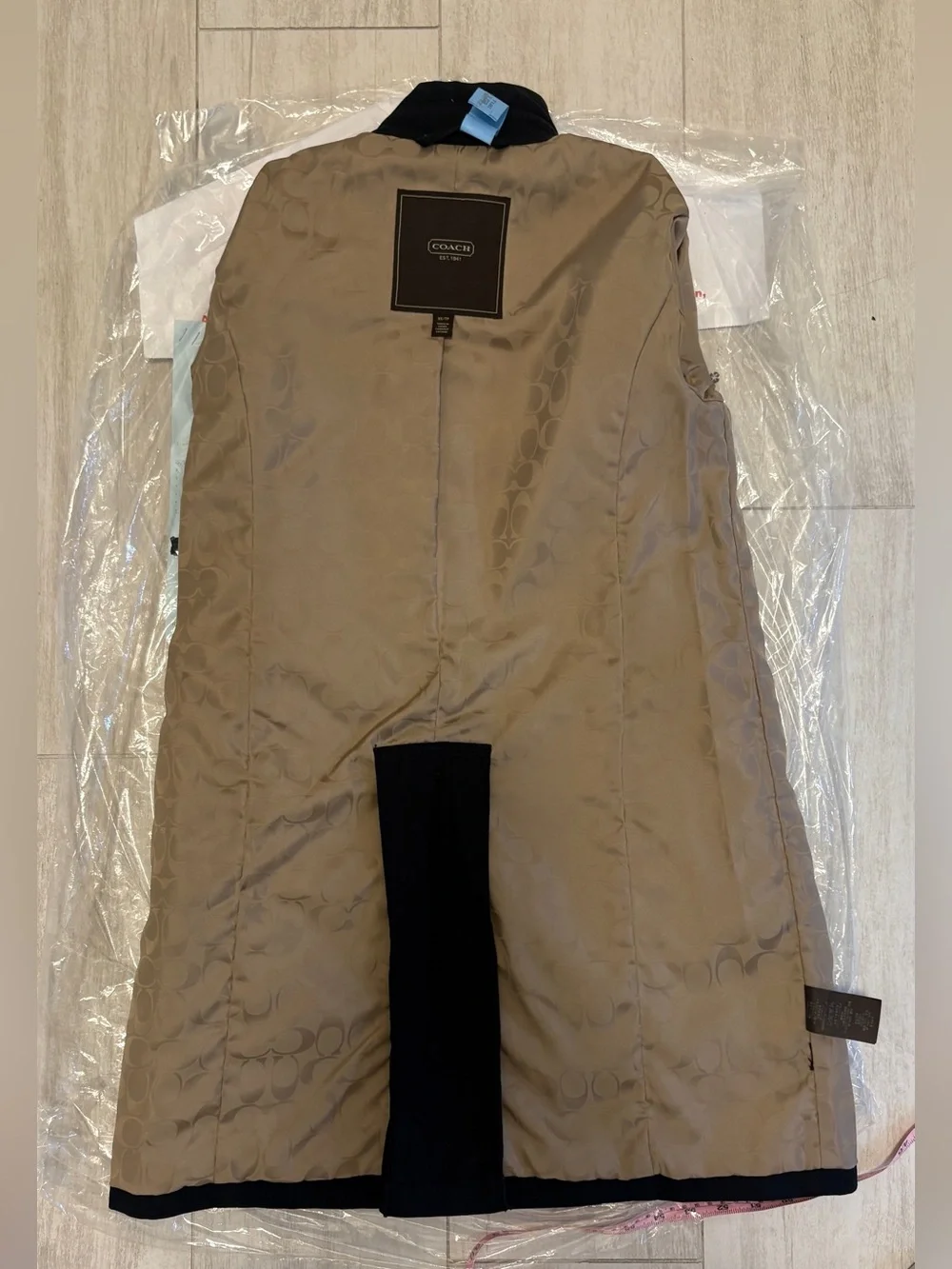 Coach black double-breasted trench coat